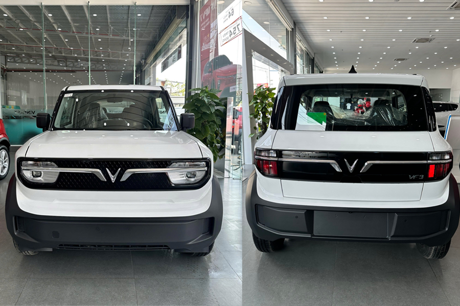 ngoại thất bên ngoài vinfast vf3 màu trắng