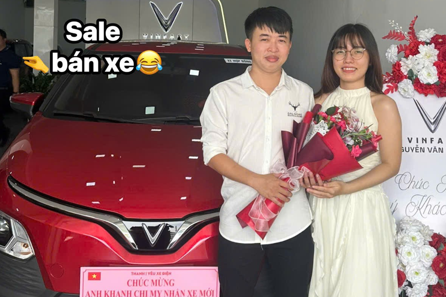 bàn giao xe vf5 plus đỏ